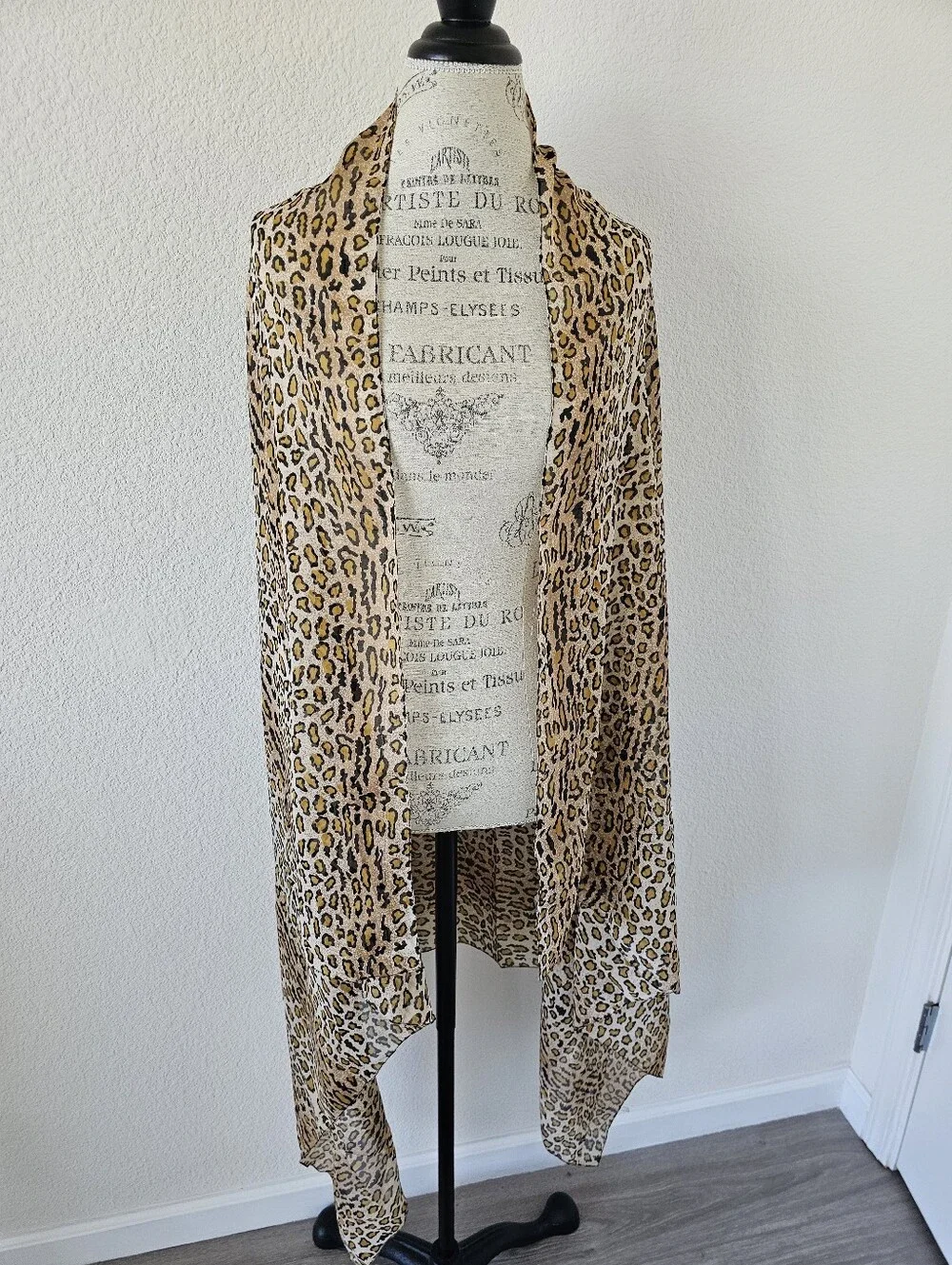 Bijoux Terner Leopard Print Sarong Swim Cover Up Sheer Rectangle Scarf 72x40